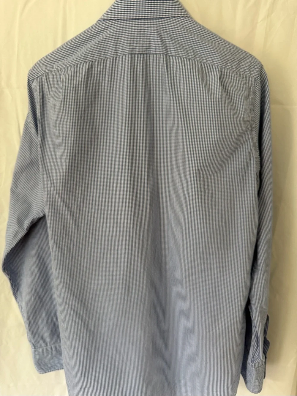 J.Crew Haberdashery 80s 2 ply Blue Gingham Dress Shirt Small 14-14½